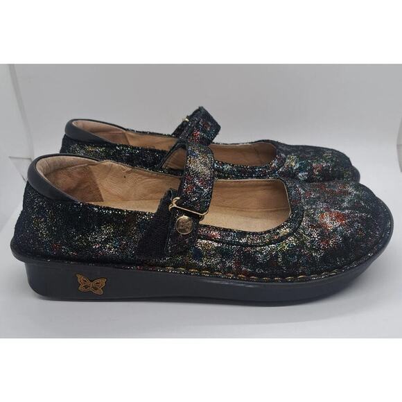 Alegria Romantic Mary Jane Shoes 38 8/8.5 Belle Colorful Shiny Floral Comfort - Picture 3 of 8